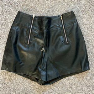 Bebe Black Faux Leather Shorts Silver Zipper size 2